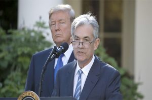 Jerome Powell el día de su nombramiento po Trump en la Casablanca en 2017