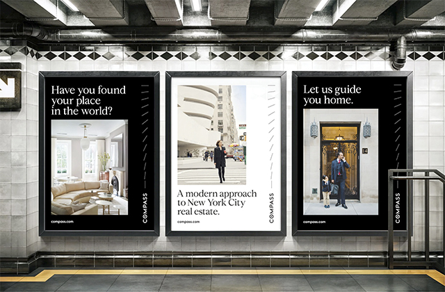 Publicidad de la agencia inmobiliaria Compass